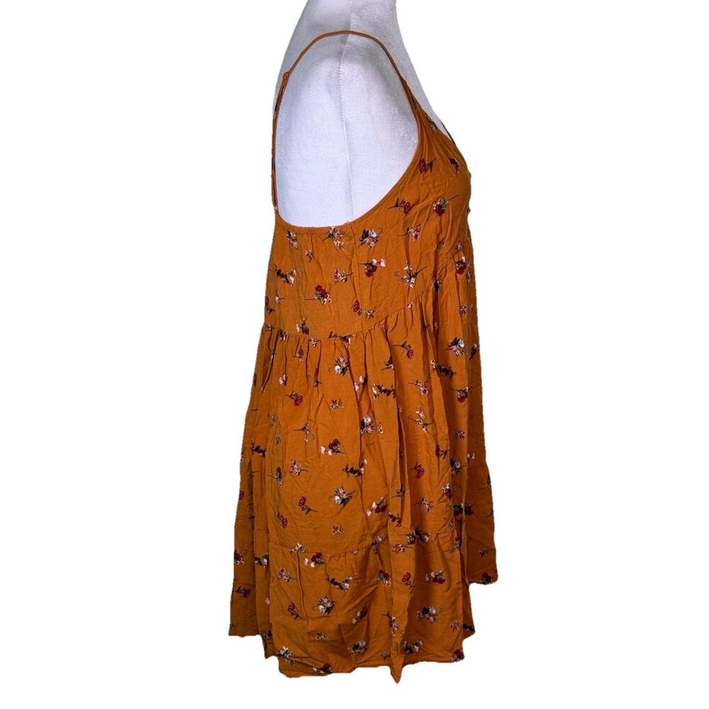 Women’s Burnt Orange Floral Babydoll Dress Feminine Romantic‎ Picnic Size Medium - Picture 4 of 8